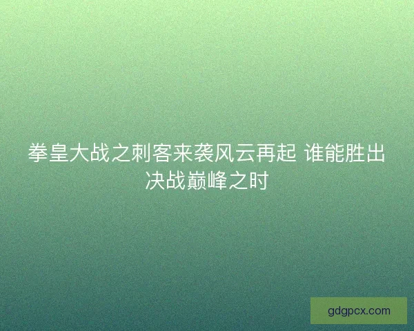 拳皇大战之刺客来袭风云再起 谁能胜出决战巅峰之时