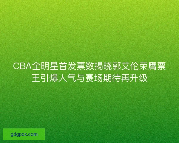 CBA全明星首发票数揭晓郭艾伦荣膺票王引爆人气与赛场期待再升级